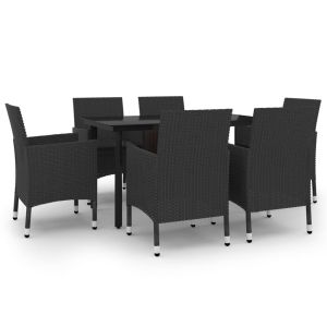 Muebles de comedor de jardín cojines 7 pzas ratán