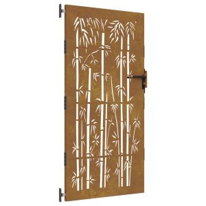 vidaXL puerta de jardín acero corten diseño bambú 85x175 cm