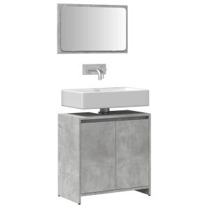 Set muebles de baño 2 piezas madera contrachapada gris hormigón esb3350