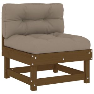 vidaXL sofá central con cojines madera maciza de pino marrón miel