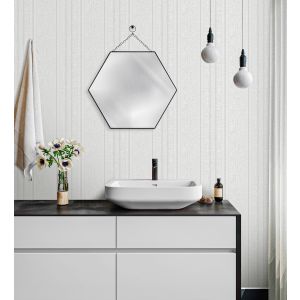 Papel pintado gaulan  lavable de rayas blanco con textura en 10.6m²