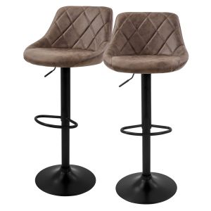 Set 2x taburetes de piel sintética marrón sillas giratorias 360°