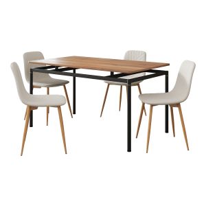 Juego de comedor hemnes mesa rectangular con 4 sillas - beige [en.casa]