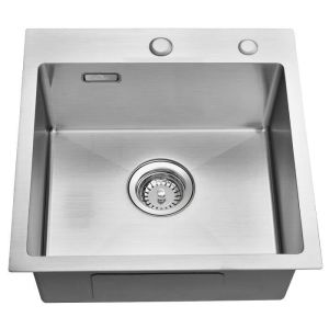Fregadero de 1 seno 45x45x19 cm fregadero de cocina cepillado de acero inox