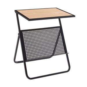 Mesa auxiliar jäller con revistero 48x40x30 cm - negro/roble [en.casa]