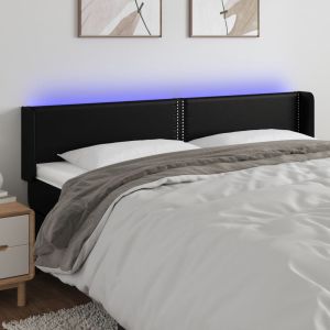 Cabecero con LED cuero sintético negro 183x16x78/88 cm