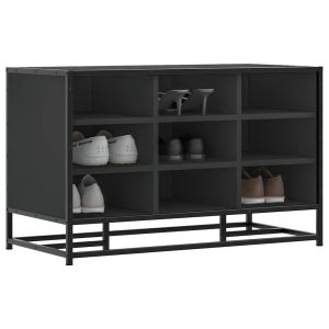 Banco zapatero madera de ingeniería y metal negro 84x40x53,5 cm oif628177