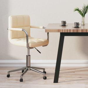 vidaXL silla de oficina giratoria de tela color crema