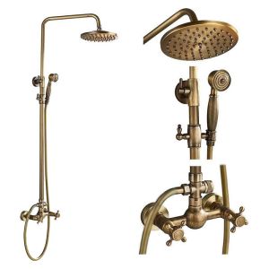 Valaz barra ducha vintage ajustable 120cm dorada envejecida retro bimando
