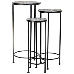 Soporte set 3 pzas de mosaico y forja multicolor d30x68h-d25x57h-d20x5
