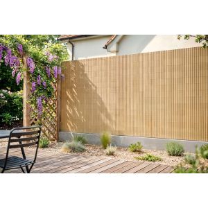 Pantalla de caña de PVC viso, 10 m x 1,5 m, beige