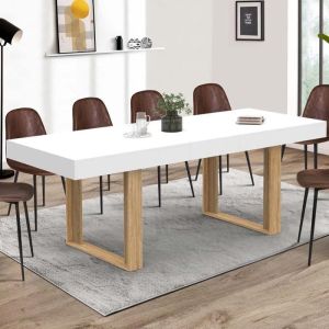 Mesa comedor extensible industrial blanca - 160-200 cm