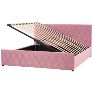 Cama con almacenaje rochefort terciopelo rosa 180 x 200 cm