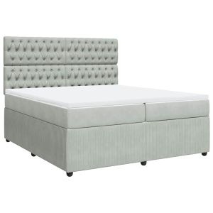 vidaXL cama box spring con colchón terciopelo gris claro 200x200 cm