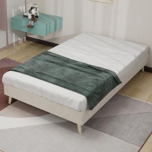 Cama con canapé hidráulico 90x200cm, almacenaje bajo cama beige