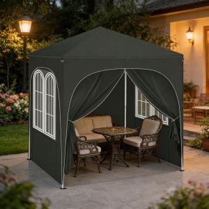 Carpa plegable 2x2 m gris con laterales y altura ajustable
