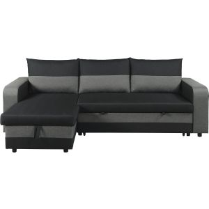 Sofá esquinero reversible/transformable de tela <<victor>> - 3 plazas - neg