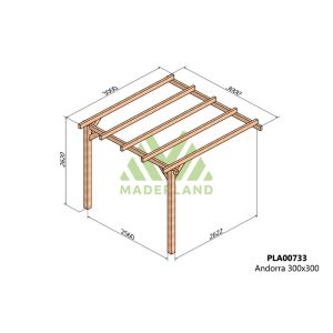 Pérgola de madera laminada adosada - andorra ad. 300x300cm (maderland)