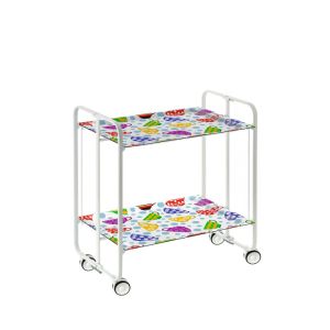 Carrito auxiliar con ruedas bauhaus armazón metálico blanco, 2 bandejas