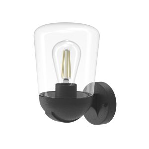 Aplique de exterior new avenida negro con pantalla cristal 1xE27 ip44