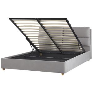 Cama con almacenaje batilly terciopelo gris claro 160 x 200 cm