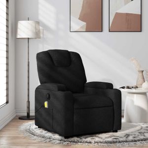 Sillón reclinable de masaje de tela negro qweo5764