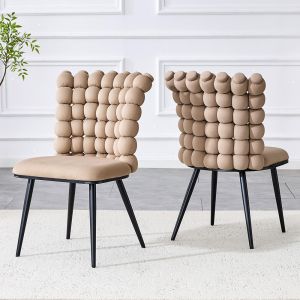 Sillas de comedor,terciopelo,2 piezas,camel