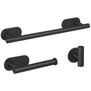 Valaz accesorios baño negro mate toallero 40cm+1percha+portarollos