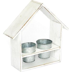Jardinera casera con 2 maceteros de zinc