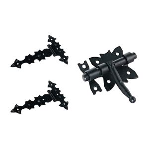 Mpascual - kit 2 bisagras baúl tipo t  + pasador negro | forja