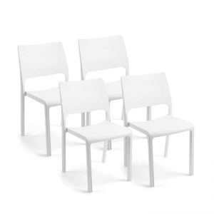 Pack 4 sillas de exterior 58x53 cm shine blanco