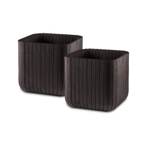 Keter set 2x macetero polyal wood planter - 40x40x40 cm y 50l - marrón