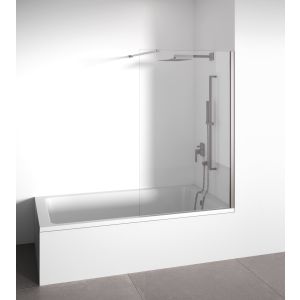 Mampara de bañera fija  plata 98-100 cm alto 145 cm bellobath