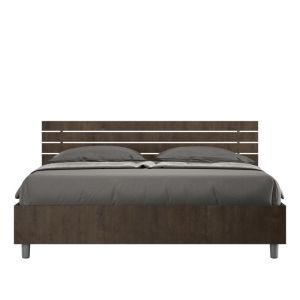 Cama 160x200 - con cabecero derecho - marrón oscuro