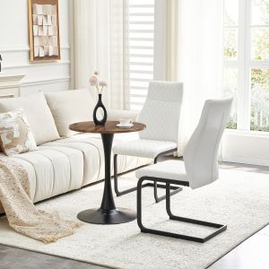Conjunto de mesa redonda nogal blanco y negro para 2 personas