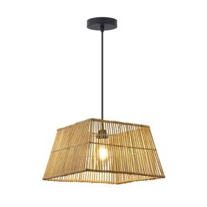 Colgante cabanas con pantalla de mimbre y luz cálida