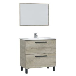 Mueble de baño alise 2 cajones, espejo y con lavabo, color alaska