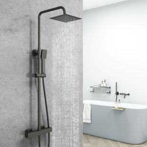 Aica columna ducha con termostato cuadrado y redonda barra para baño