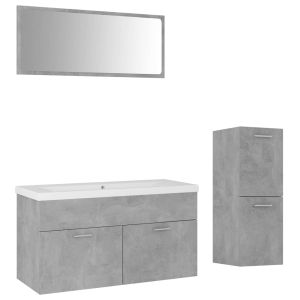 vidaXL conjunto de muebles de baño aglomerado gris hormigón