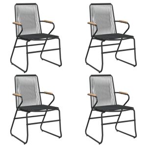 vidaXL sillas de jardín 4 unidades ratán PVC negro 58x59x85,5 cm