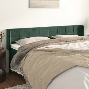 Cabecero de terciopelo verde oscuro 163x16x78/88 cm eso8749