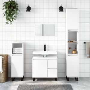 Juego de muebles de baño 3 pzas madera contrachapada blanco(sin lavabo)