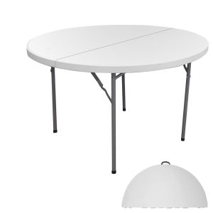 Mesa exterior plegable blanca de PVC - diámetro 122 cm