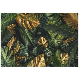 Papel pintado pared hojas oro verde 300x210 fotomurales dormitorio