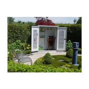 Armario metalico biohort alto jardin color plata metalizada 190 large