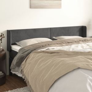 Cabecero de terciopelo gris oscuro 163x16x78/88 cm eso5877