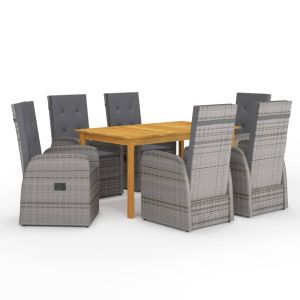 vidaXL juego de comedor para jardín de 7 piezas gris