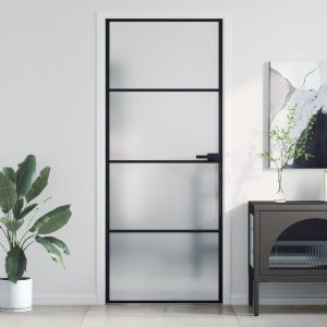Puerta interior deLGada negra vidrio y aluminio 83x201,5 cm wef7330