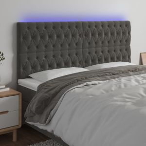 Cabecero con luces LED terciopelo gris oscuro 180x7x118/128 cm eso4235