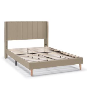 Estructura de cama tapizada noelia de 30 cm, 150x190 cm, beige